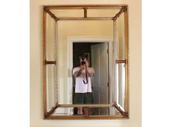 John Richard Beautiful Gilt And Carved Wooden Beveled Mirror With Surrounding Beveled Mirror Border