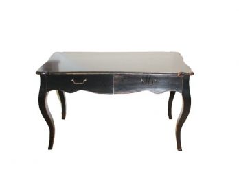 Scalloped Two Drawer Console Table With Queen Anne Style Legs