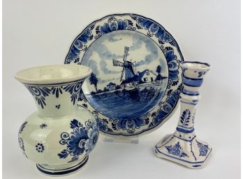 Collection Of Hand Painted Delft Pieces