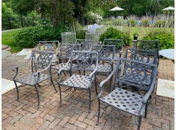 Set Of 10 Outdoor Aluminum Chairs With Cushions
