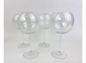 Patterned Mikasa Wine Goblets