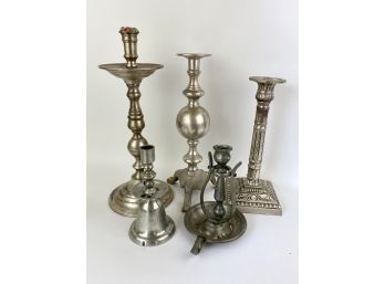Collection Of Pewter Candle Holders