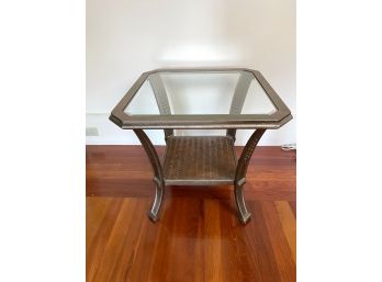 Glass Topped Metal Side Table