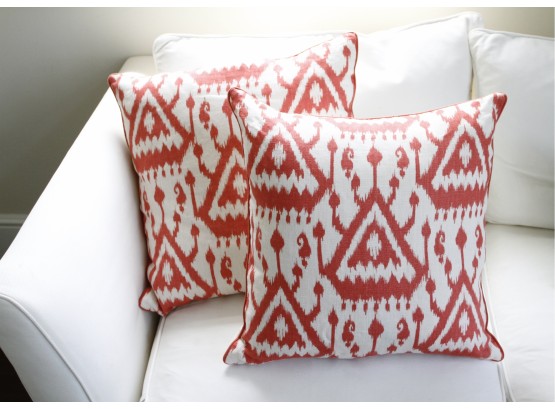 Ryan Studio Ikat Coral Down Filled Decorative Pillows- A Pair