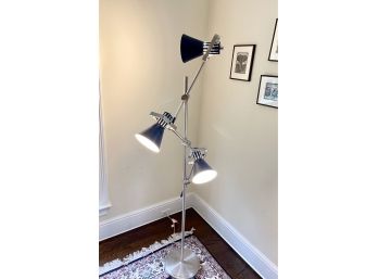 Brushed Nickel 3- Light Tree Floor Lamp - Navy Blue