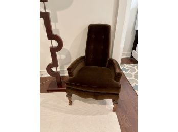 Brown Velvet Upholstered Accent Chair - Vintage