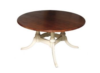 Two Tone Round Table W Leaf