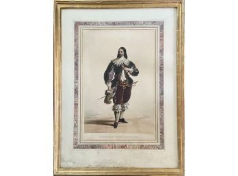 Antique French Lithograph Depicting Courtsan Sous Louis XIII.