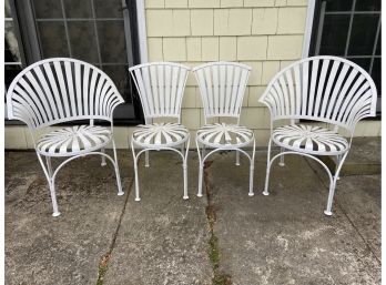 Two Pairs Of 1930s Francoise Carre Designed Sunburst Fan-Back Patio Chairs (Set Of 4)