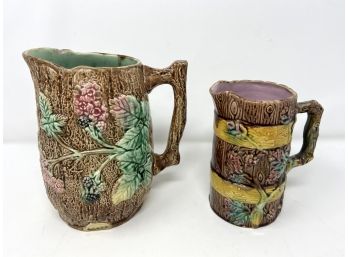 Two Beautiful Antique Majolica Pitchers