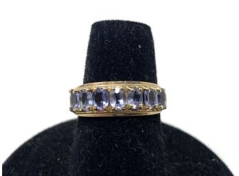 Pretty 10k Gold And Fabulous Blue Stone Ring