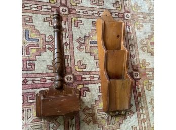 Two Vintage Wooden Wall Mounted Organizers