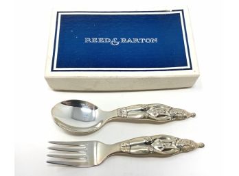 Vintage Reed & Barton Silverplate Clown Childs Spoon And Fork Set - Never Used