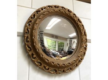 Vintage Convex Mirror With Pierced Gilded Frame