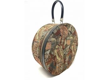 'Zip-O-Niter' Munro Tapestry Covered Suitcase / Hat Box - Circa 1960s - 1970s