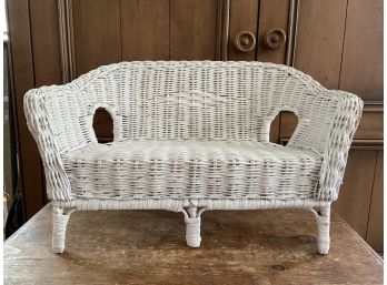 Vintage Wicker Miniature Settee - 17 Inches Long