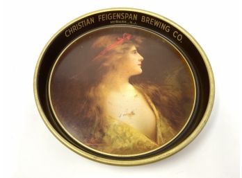 Vintage Christian Feigenspan Brewing Co. Beer Serving Tray With Lovely Lady By A. Asti