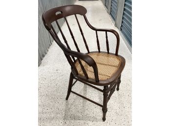 Vintage Windsor Captain's Chair With Caned Seat