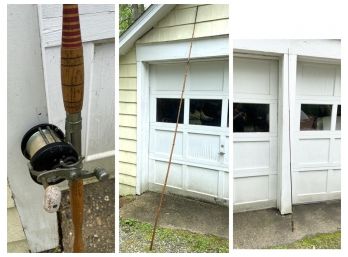 Fishing Lot: J.C. Higgins Reel With Rod Plus Homaco Rod (Bristol, CT) And 10' Bamboo Rod