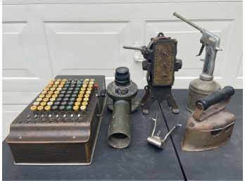 WWII Telescope, Iron And Gas Can