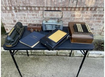 Antique Scale, Counter, And Weights