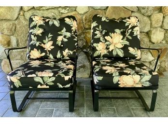 Black Painted Wrought Iron Rocker Chairs (2)
