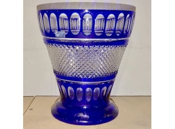 Large Cobalt Cut To Clear Godinger Vase