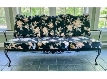 Black Painted Wrought Iron 3 Cushion Sofa