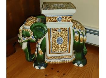 Green Ceramic Elephant Garden Seat