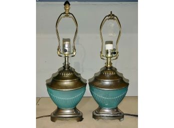 Pair Mid-Century Lighter Style Lamps