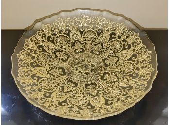 Glass And Gilt Painted Shallow Serving Bowl