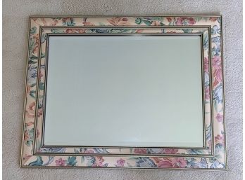 Floral Decorated Beveled Glass Mirror