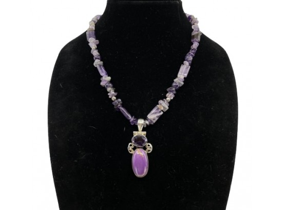 Chunky Sterling Silver & Amethyst Necklace