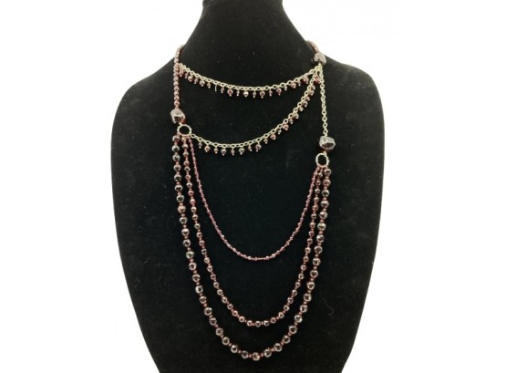STUNNING Multi-Layered Garnet Necklace