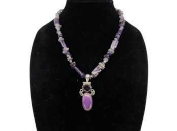 Chunky Sterling Silver & Amethyst Necklace