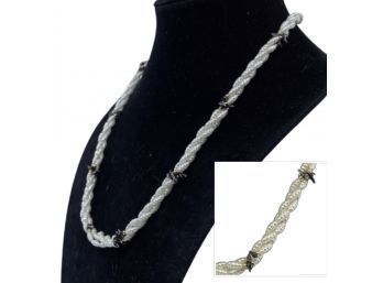 Hematite & Pearl Bead Twist Necklace