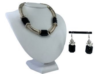 .925 Sterling & Onyx Necklace & Earrings