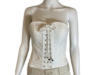 Dolce Gabbana Strapless Lace-Up Top, Side Zip, Sz. M