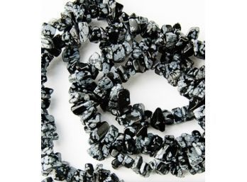 Snowflake Obsidian Boho Infinity Chip Necklace