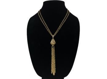 Gold Tassel Pendant Necklace