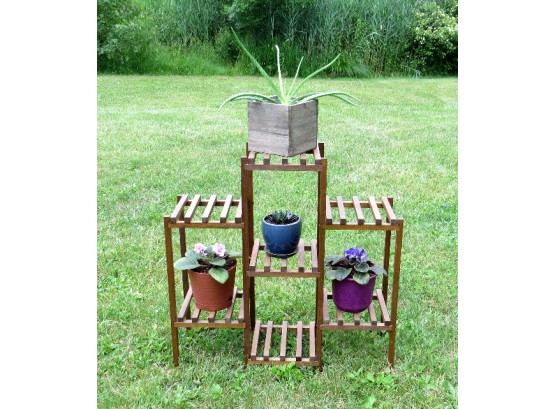 Wonderful Mission Or Arts & Crafts Style Multi Tier Plant Oak Stand
