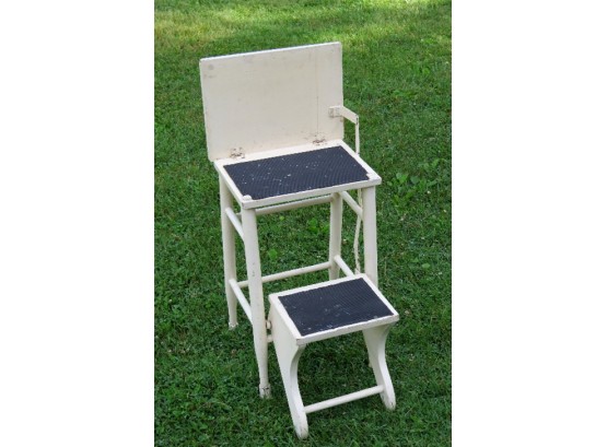 Fold Out Painted Wooden Step Stool Seat