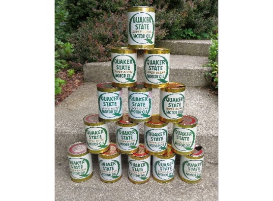 15 Pack Of Vintage Quaker State Oil Cans - Great Man Cave Gas & Oil Display