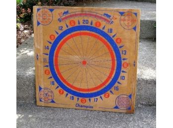 Vintage Double Sided Hanging Dart Board Solid Wood Baseball One Side / Regular Darts On The Other