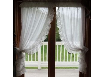 Sheer Priscilla Crisscross Curtains With Attached Valence And Tiebacks - 1 Pair 54' Long