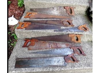Vintage Lot Of Carpenter's Hand Saws Including Disston's, Stanley's, Etc.