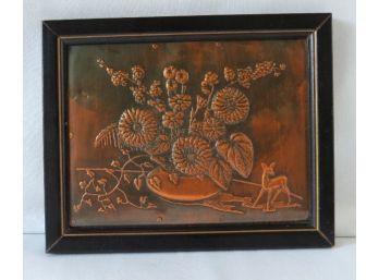 Vintage Hand Crafted  Framed Copper Sheet Wall Art
