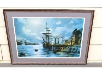 Mid 19th C. Moonlit New Orleans Waterfront Christopher M. Scali -  No. 97 Of 950 Signed & Framed Print