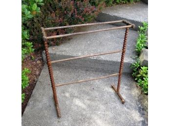 Antique Mid-19th C. Linen Drying Or Small Quilt Rack - Old Make Do Repairs