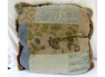 Extra Large Fringed Patchwork Pillow Like A Patchwork Quilt